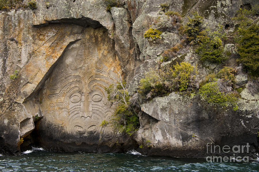 Landscape Photograph - Maori Rock Art by Bob Phillips