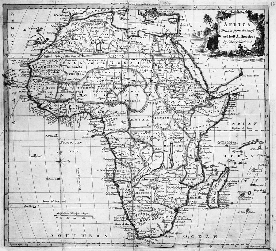 Map Africa, 1776 Painting by Granger