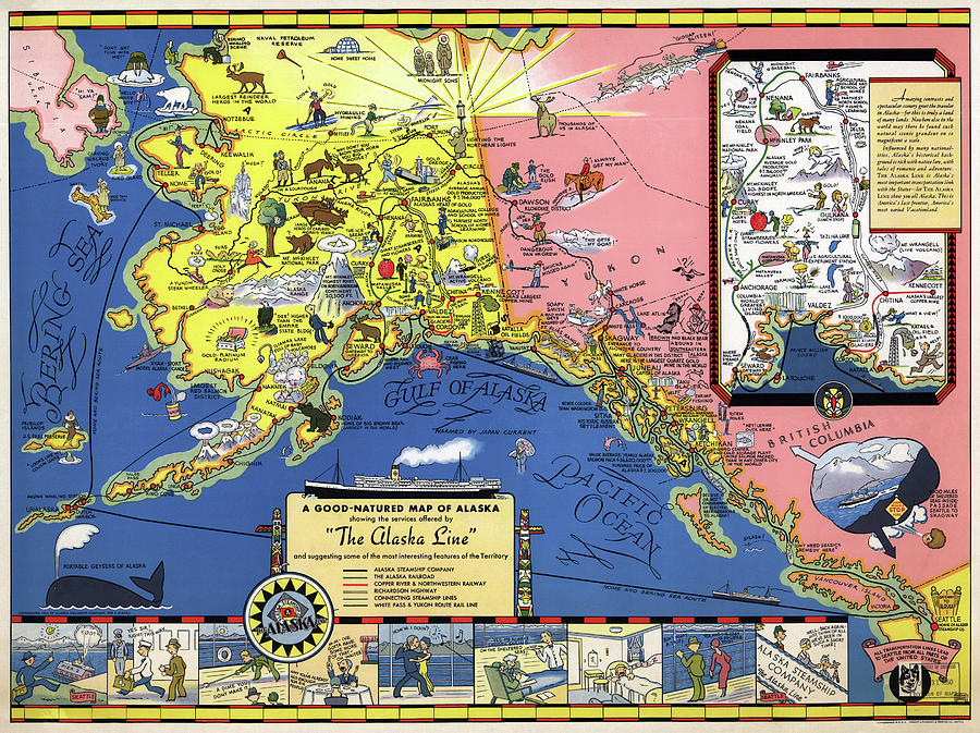 Map Alaska, 1934 Painting by Granger