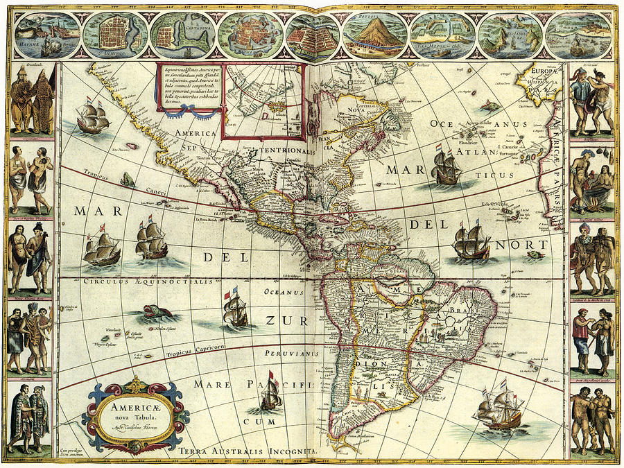 Map Americas, C1630 Painting by Granger
