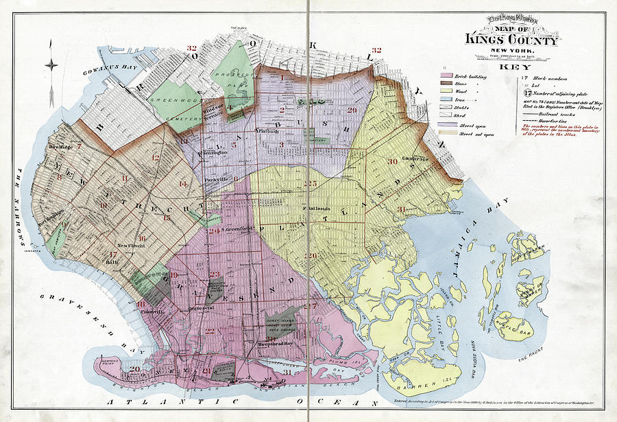 Map Brooklyn, 1890 by Granger