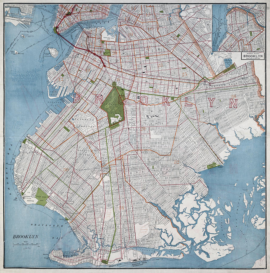 Map Brooklyn, 1905 Painting by Granger - Fine Art America