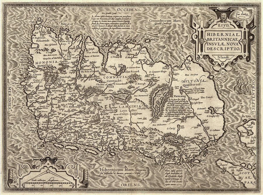 Map Ireland, 1598 Painting by Granger