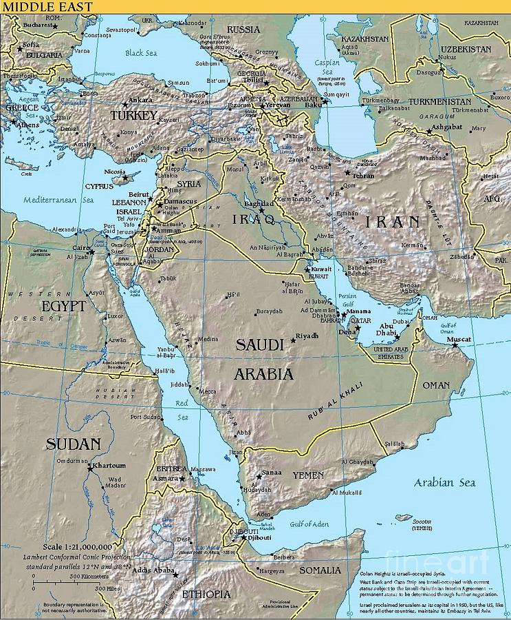 Map - Middle East Painting by AAR Reproductions - Fine Art America