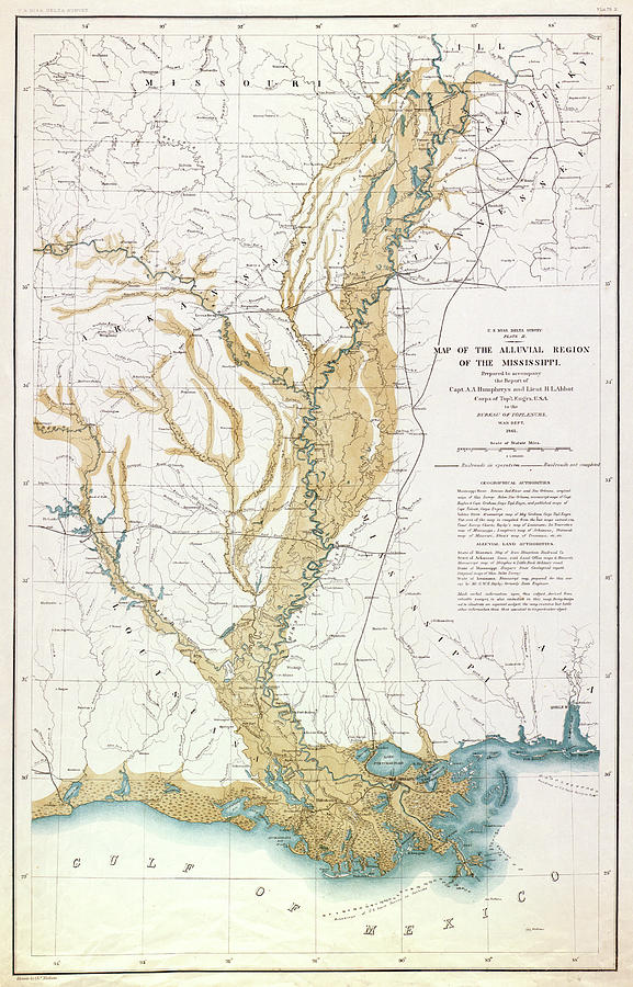 Mississippi River Reconnaissance c1864 map 16x20 