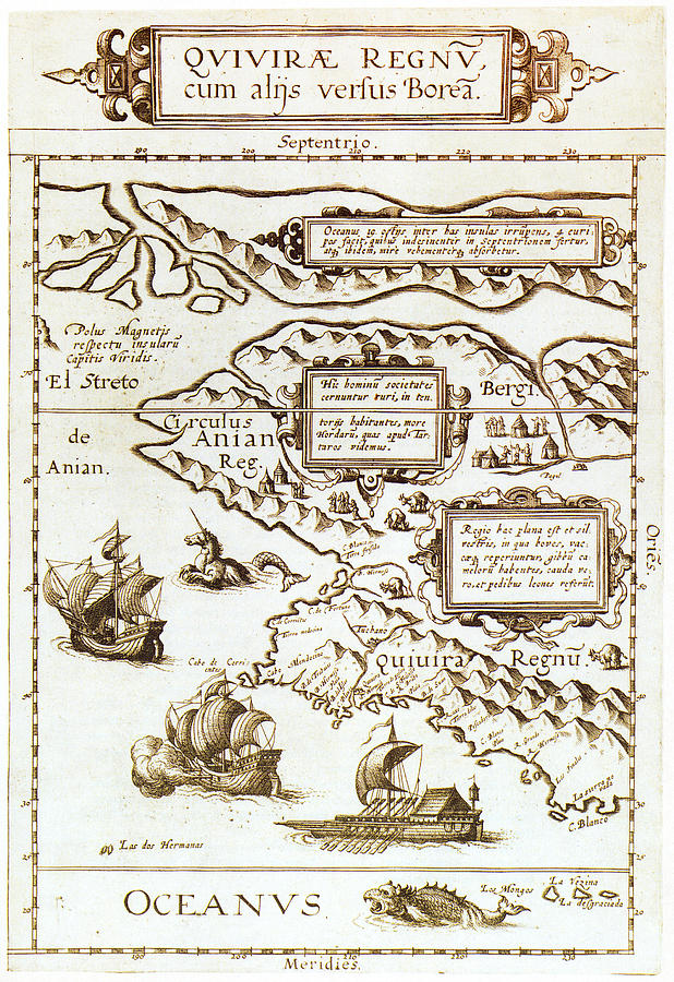 Map North America, 1593 Painting by Granger