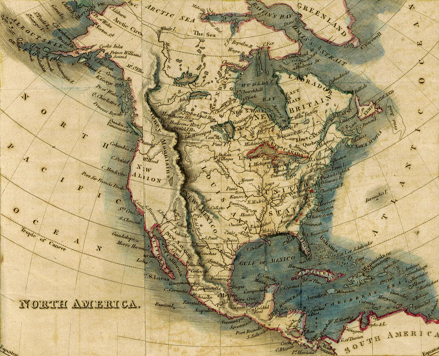 Map North America 1821 Drawing by Litz Collection - Fine Art America