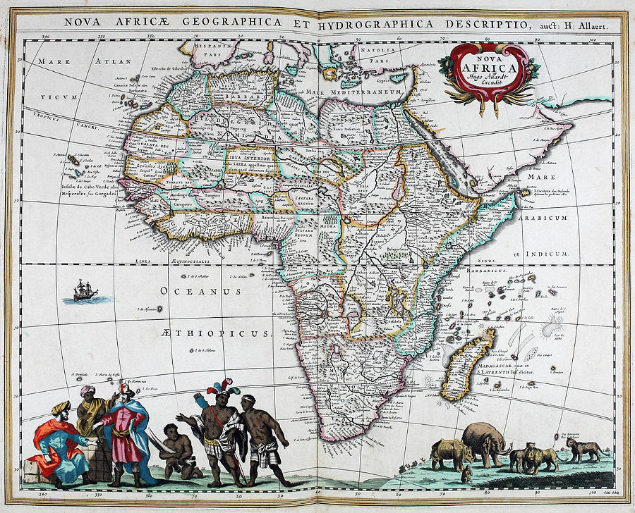 Map Mixed Media - Map of Africa - 1665 by Charlie Ross