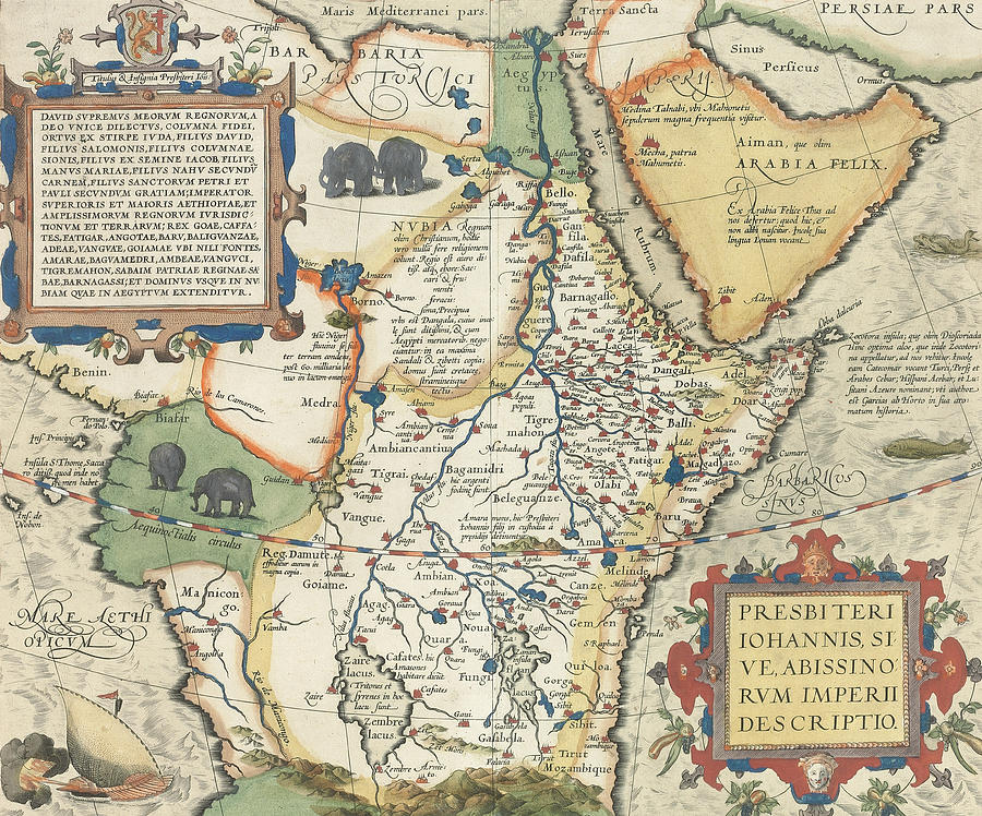 Map of Africa and the Arabian Peninsula Drawing by Abraham Ortelius ...