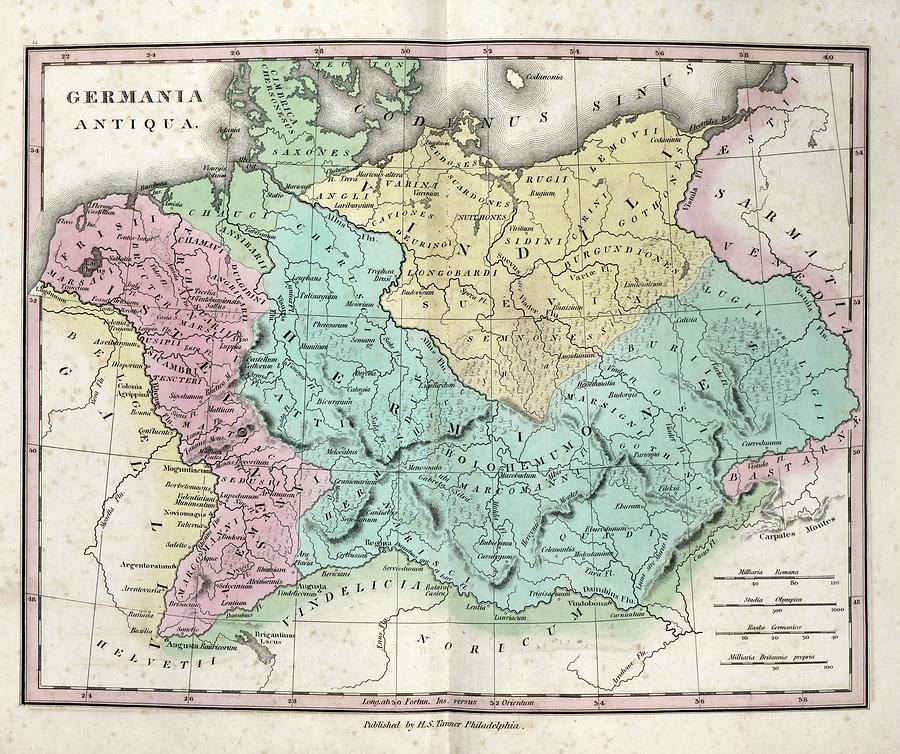 Map Of Ancient Germania Photograph by Library Of Congress, Geography And Map Division