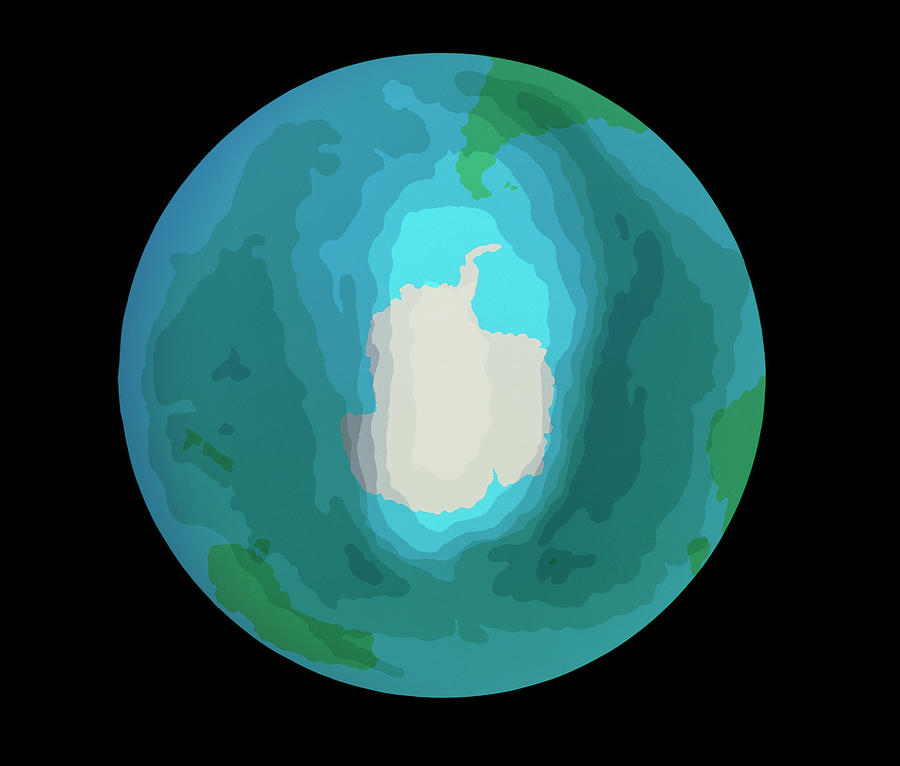 Map Of Antarctic Ozone Hole On 6 October 1991 Photograph by John Wells/science Photo Library