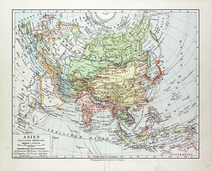 Map Of Asia 1899 Drawing by English School - Pixels