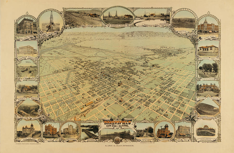 Map of Bakersfield 1901 Photograph by Andrew Fare