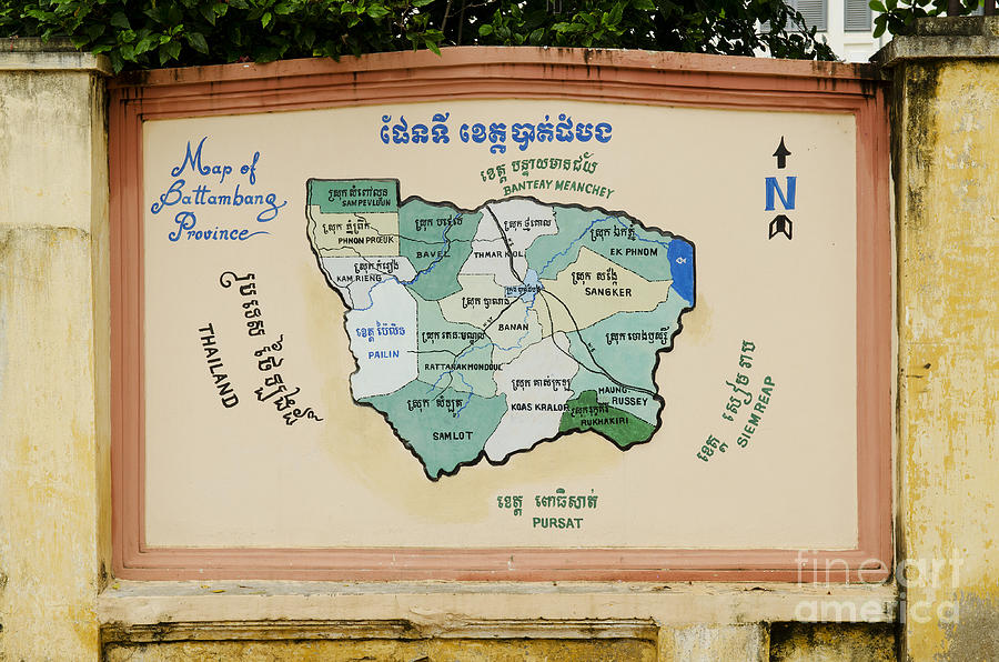 Map Of Battambang Province Cambodia Photograph