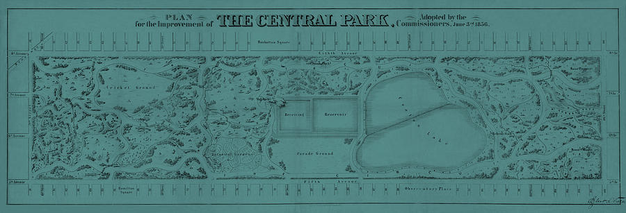 Map of Central Park 1856 Photograph by Andrew Fare