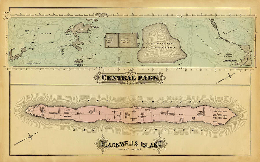 Map of Central Park 1879 Photograph by Andrew Fare