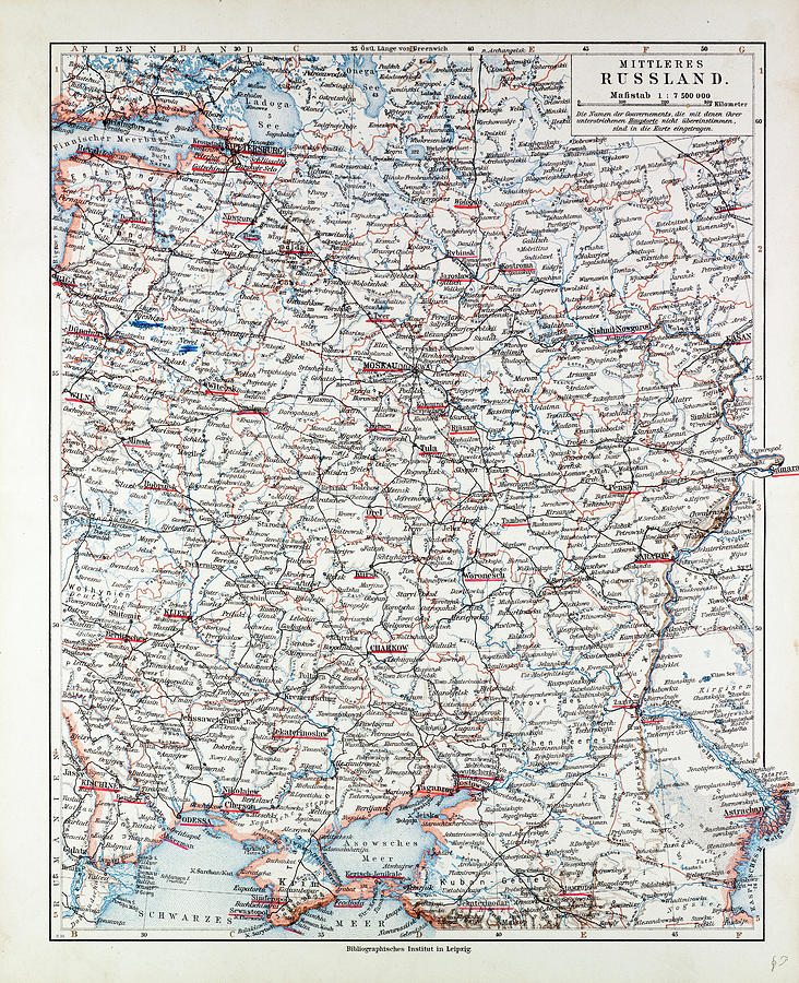 Map Of Central Russia 1899 Drawing by English School - Fine Art America