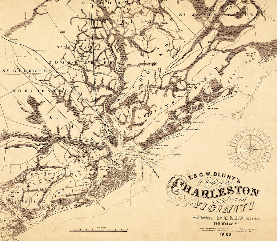 Map of Charleston 1862 Photograph by Andrew Fare