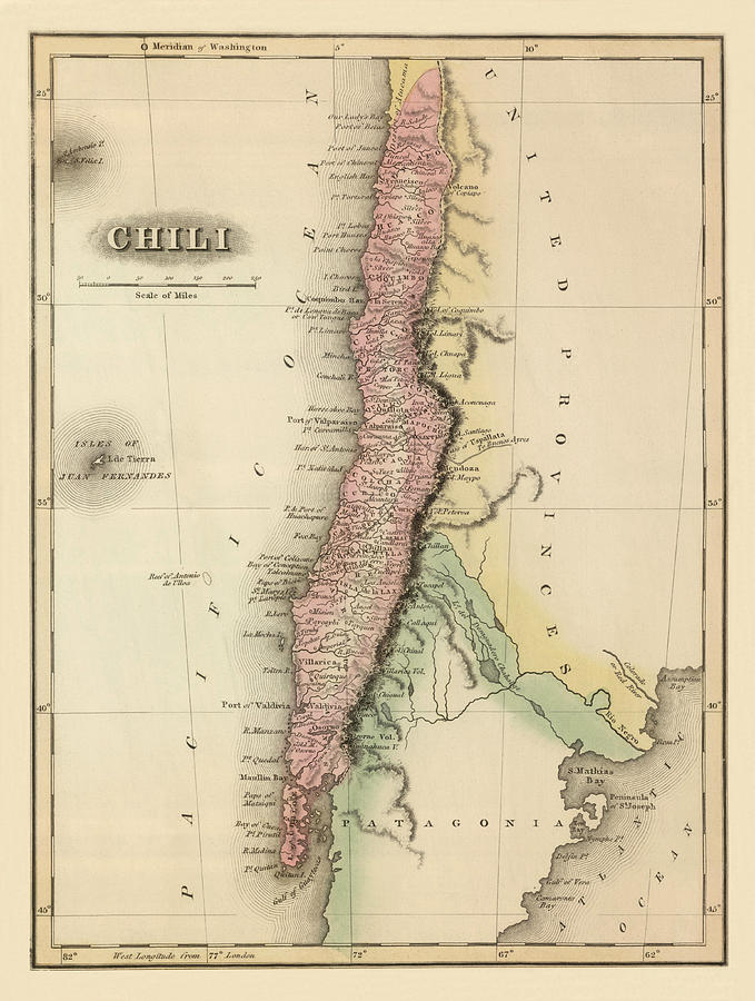 Map of Chile 1817 Photograph by Andrew Fare