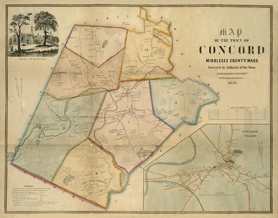 Map of Concord 1852 Photograph by Andrew Fare