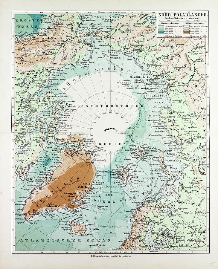 Map Of Countries Around The North Pole 1899 Drawing by English School