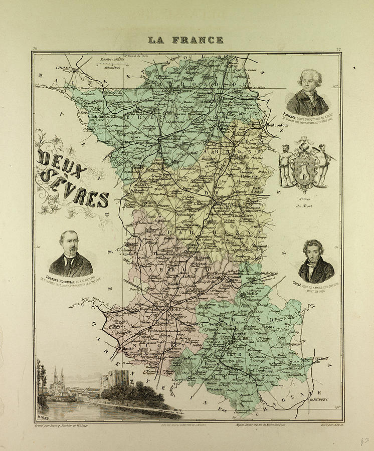 Map Of Deux Svres 1896 France Drawing by French School - Fine Art America