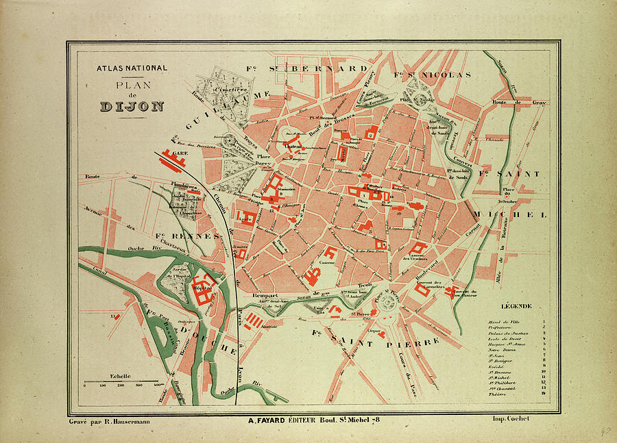 Map Of Dijon France Drawing By French School - Pixels