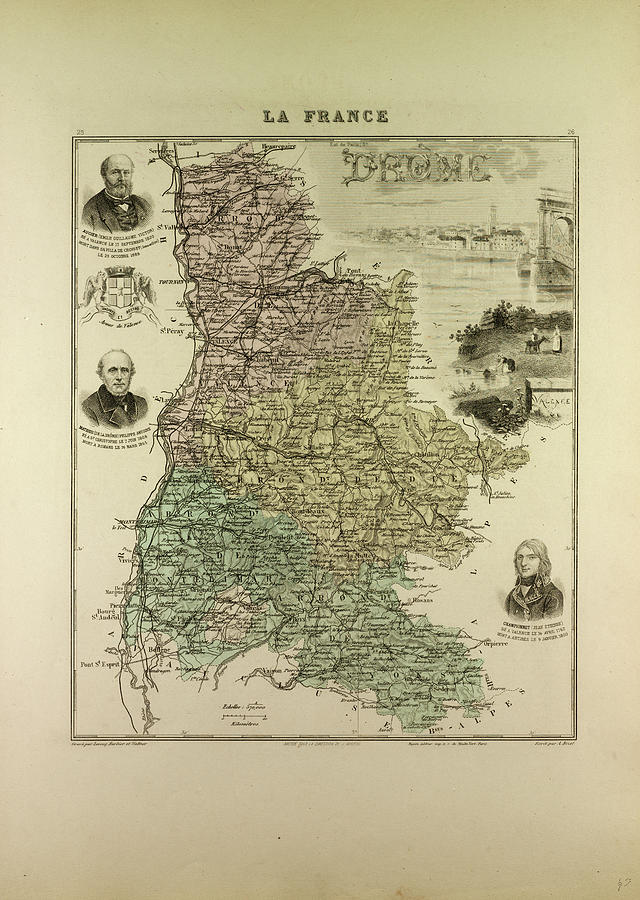 Map Of Drme 1896 France Drawing by French School - Fine Art America