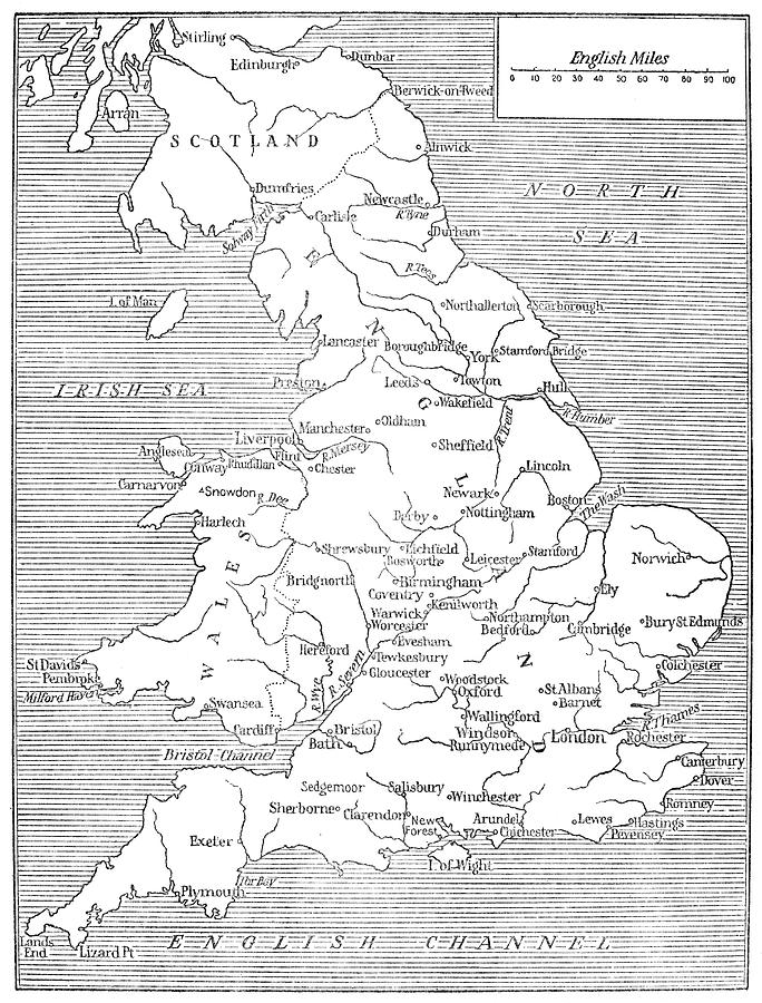 Map Of England Painting by Granger - Fine Art America