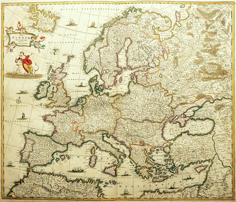 Map Of Europe Photograph by George Bernard/science Photo Library