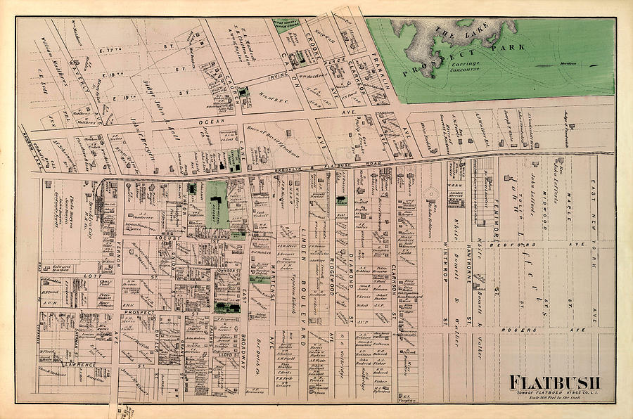 Map of Flatbush 1873 Photograph by Andrew Fare