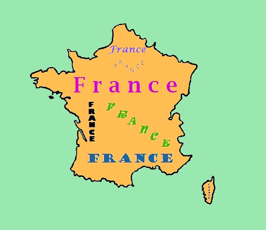 Map of France Painting by Bruce Nutting