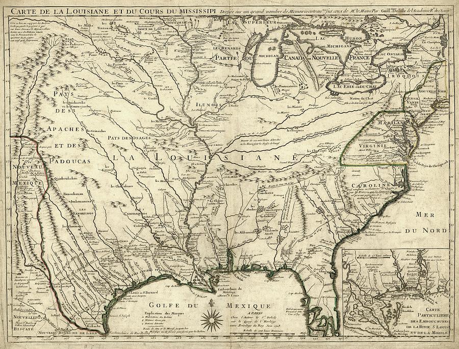 Map Of French Louisiana Photograph by Library Of Congress, Geography And Map Division