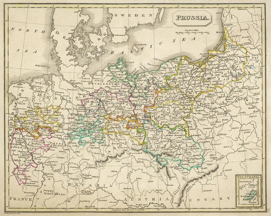 Map Of Germany (prussia) Showing Drawing by Mary Evans Picture Library ...