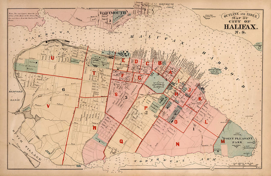 Map of Halifax 1878 Photograph by Andrew Fare