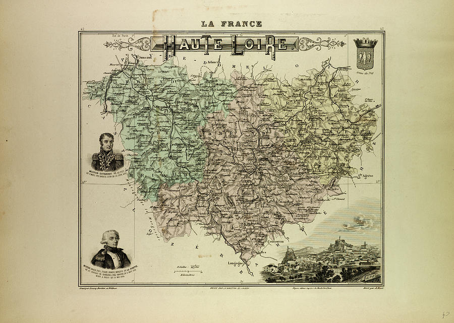 Map Of Haute Loire 1896 France Drawing By French School - Fine Art America