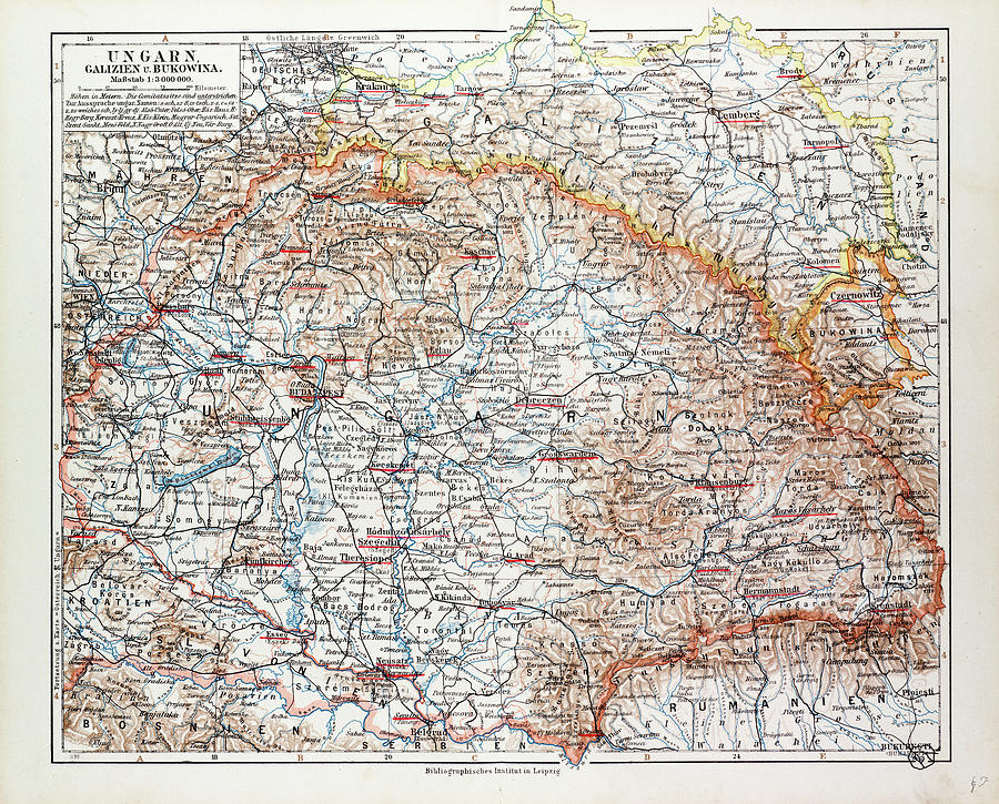 Map Of Hungary 1899 Drawing by Hungarian School - Pixels