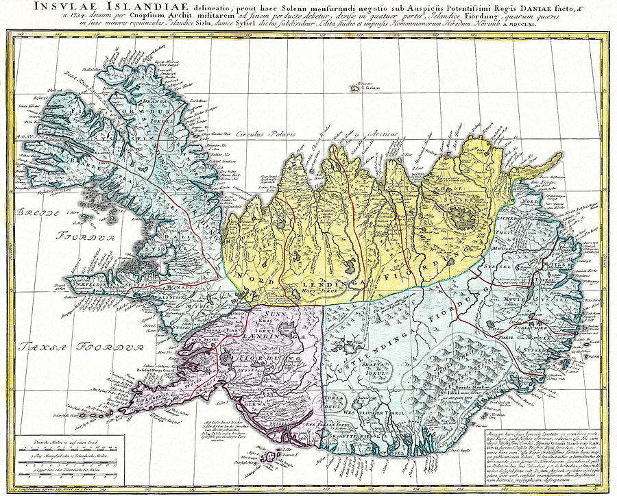 Map of Iceland - 1761 Drawing by Pablo Romero | Fine Art America