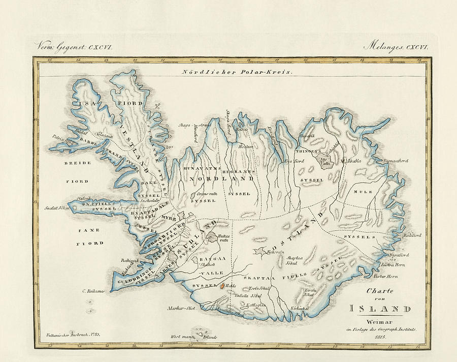 Map of Iceland Drawing by Splendid Art Prints | Fine Art America