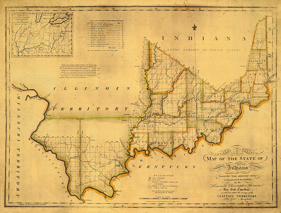 Map of Indiana 1817 Photograph by Andrew Fare