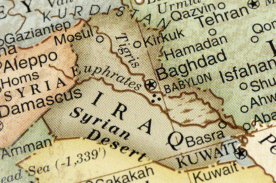 Map of IRAQ and surrounding neighbors Photograph by KeithBinns