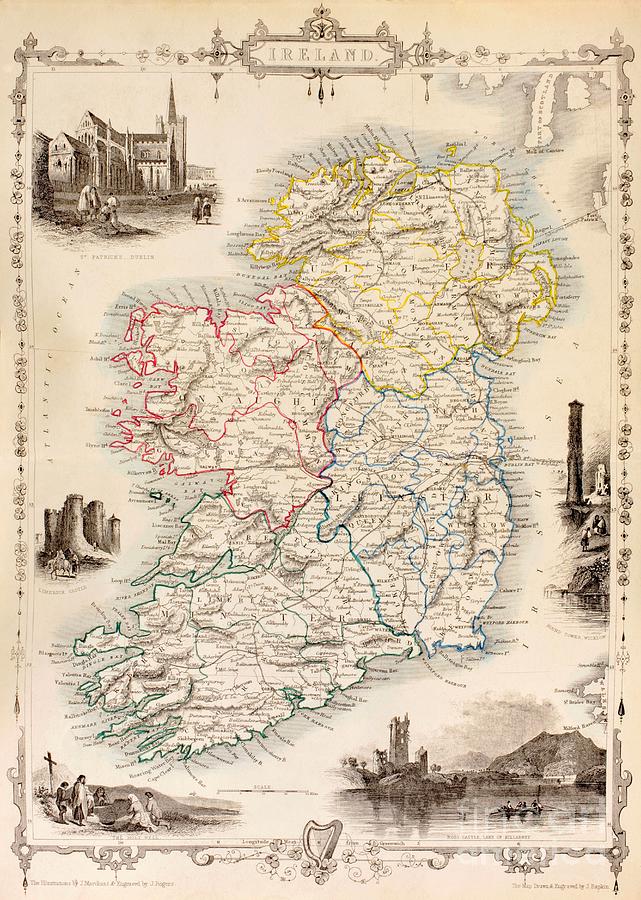 Map of Ireland from The History of Ireland by Thomas Wright Painting by English School