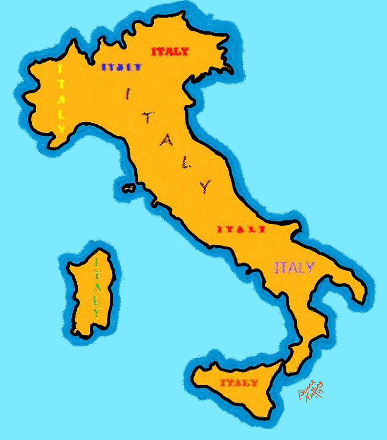 Map of Italy Painting by Bruce Nutting
