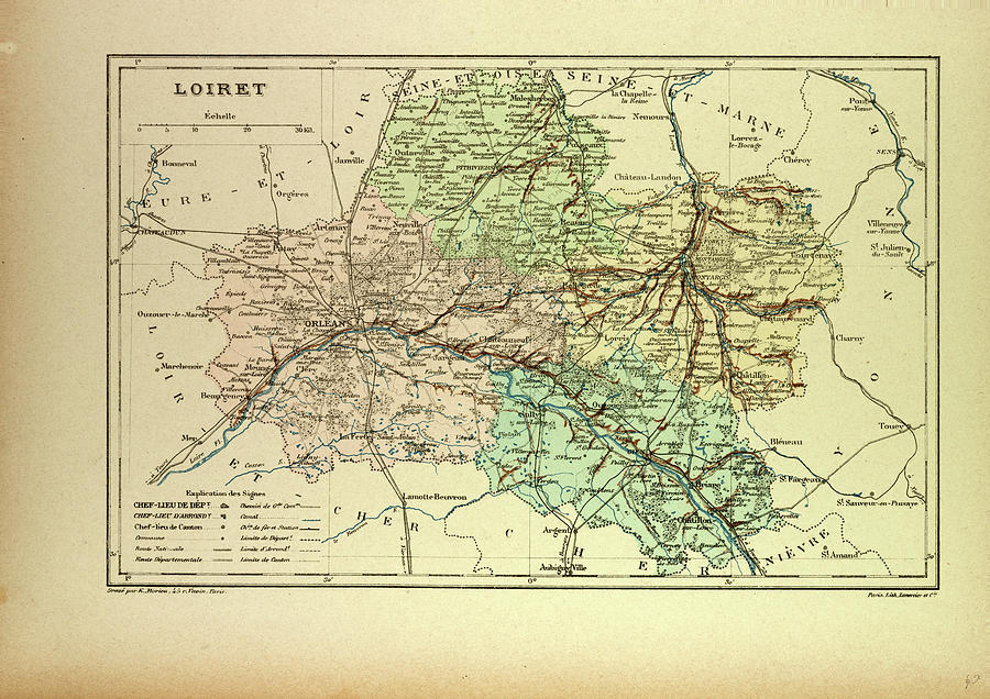 Map Of Loiret France Drawing by French School - Pixels