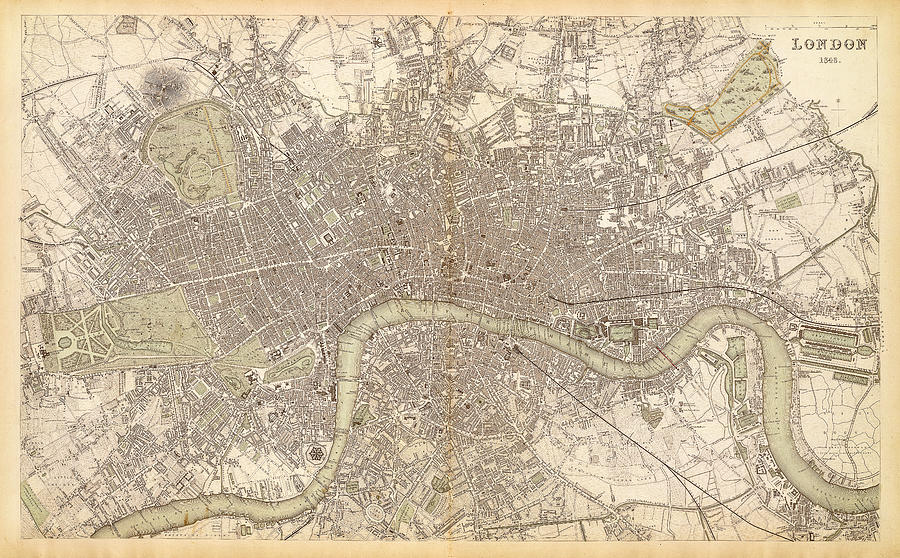 Map Of London 1843 Drawing by Thepalmer