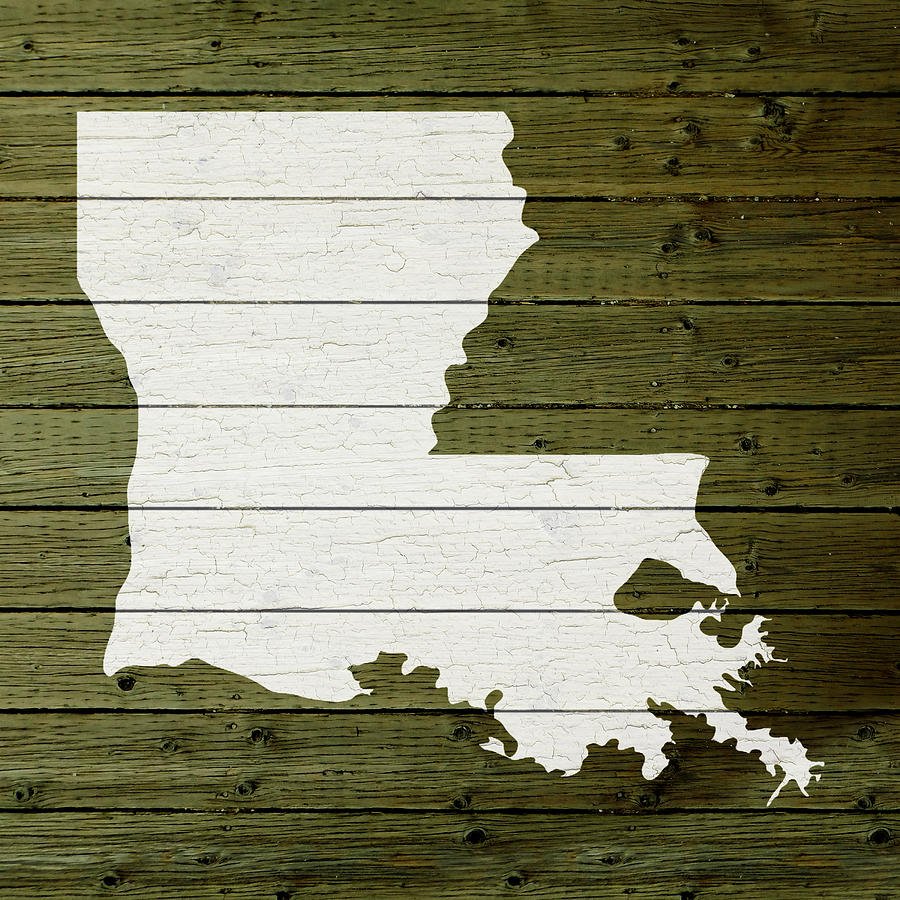 Louisiana Mixed Media - Map Of Louisiana State Outline White Distressed Paint On Reclaimed Wood Planks by Design Turnpike
