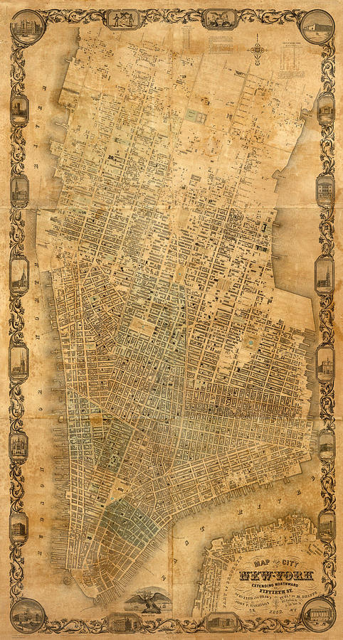 Map of Manhattan 1852 Photograph by Andrew Fare