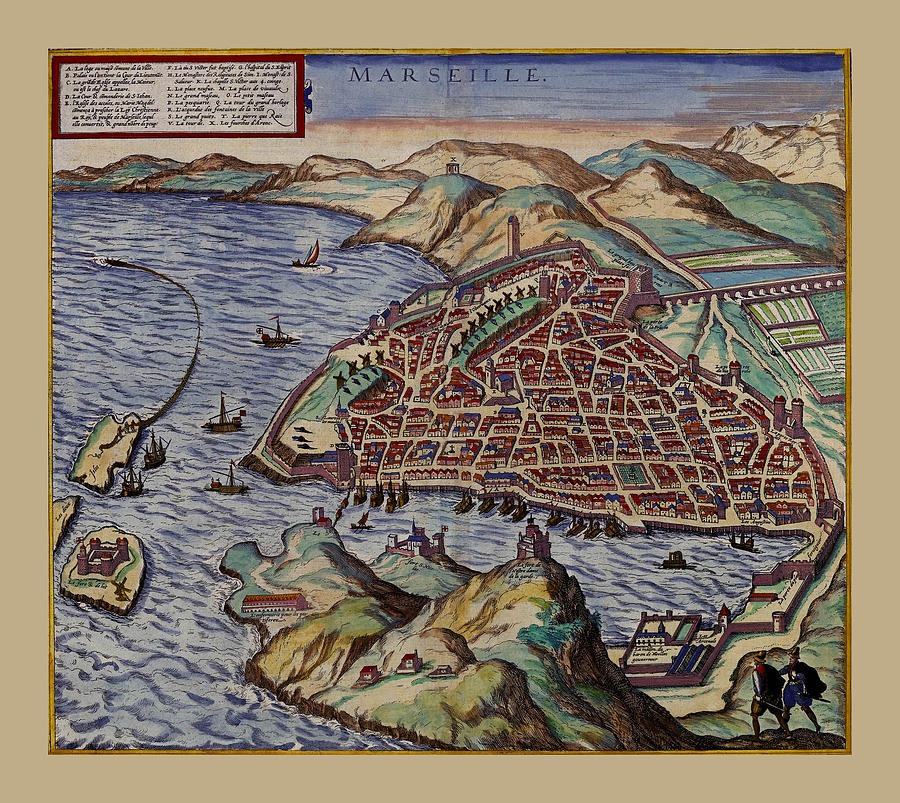 Map of Marseille 1575 Photograph by Andrew Fare