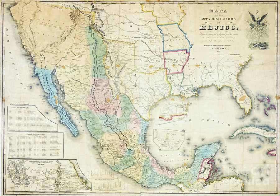 Map of Mexico - 1847 Painting by Roberto Prusso | Fine Art America