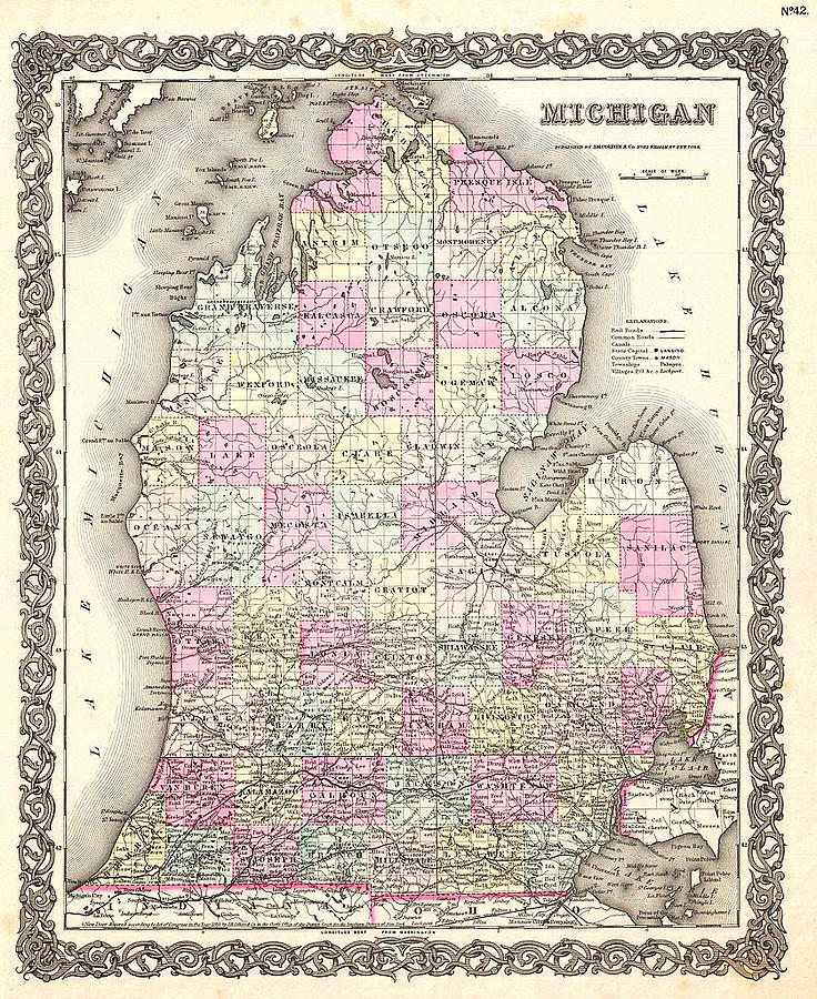 Map of Michigan Painting by MotionAge Designs